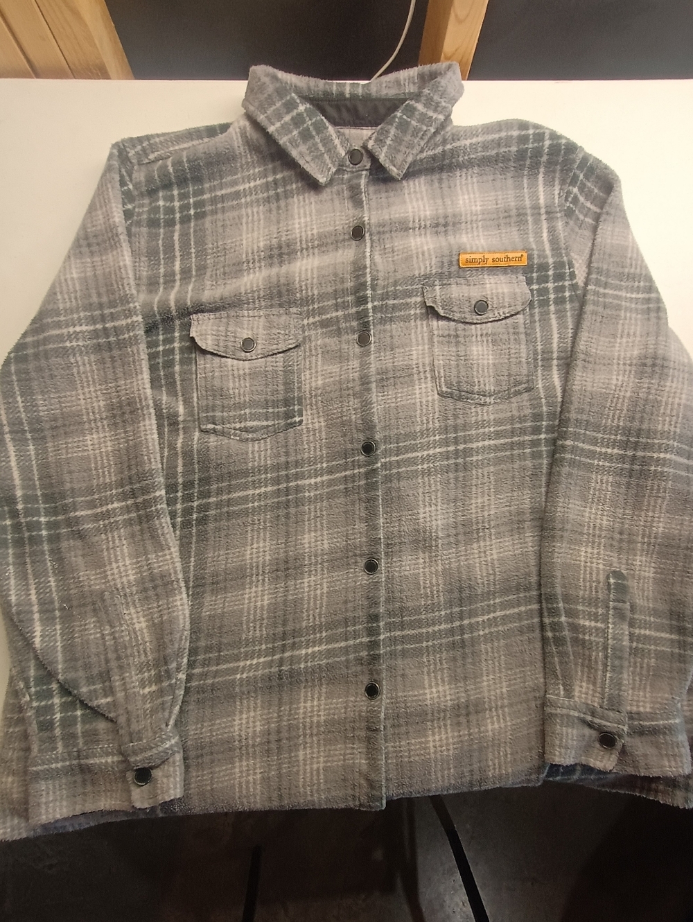 Simply Southern Gray Plaid Flannel Shirt